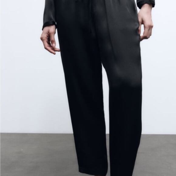 NWT- Zara- satin effect pull on elastic band pants- small - Picture 1 of 4